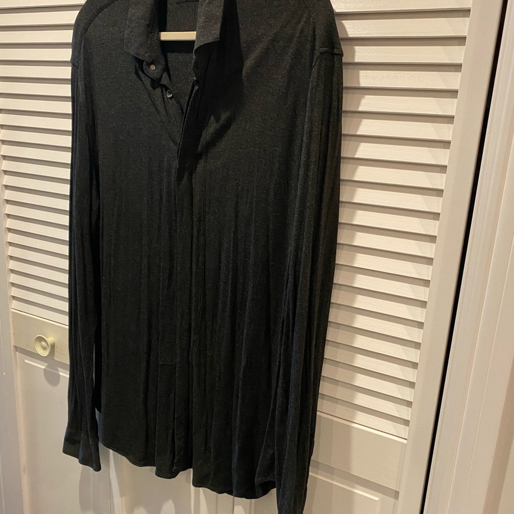 Giorgio Armani charcoal Long Sleeve Button-Up Shirt